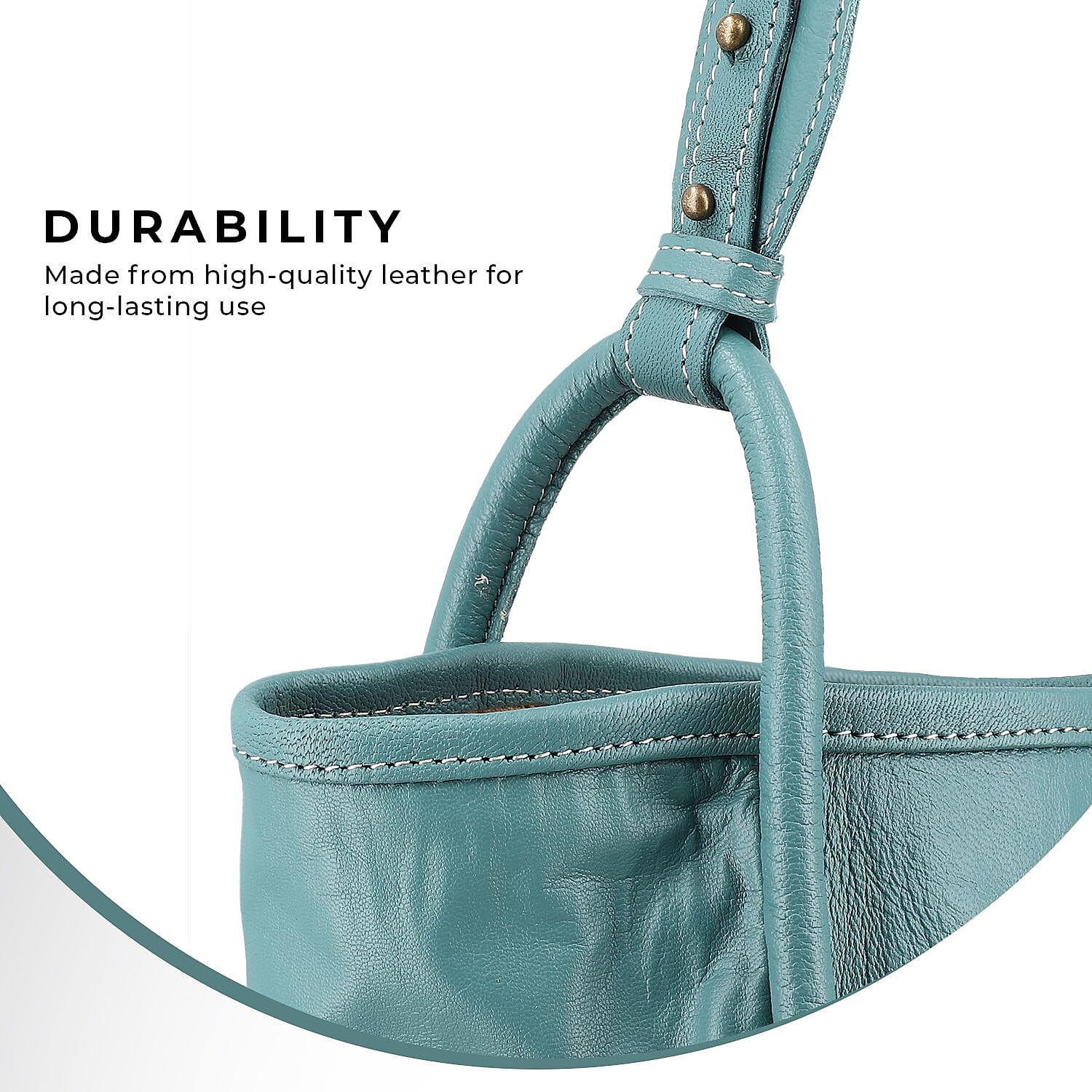 Leather Patterned Shoulder Bag (Size 36x17x30 cm) - Turquoise & Black