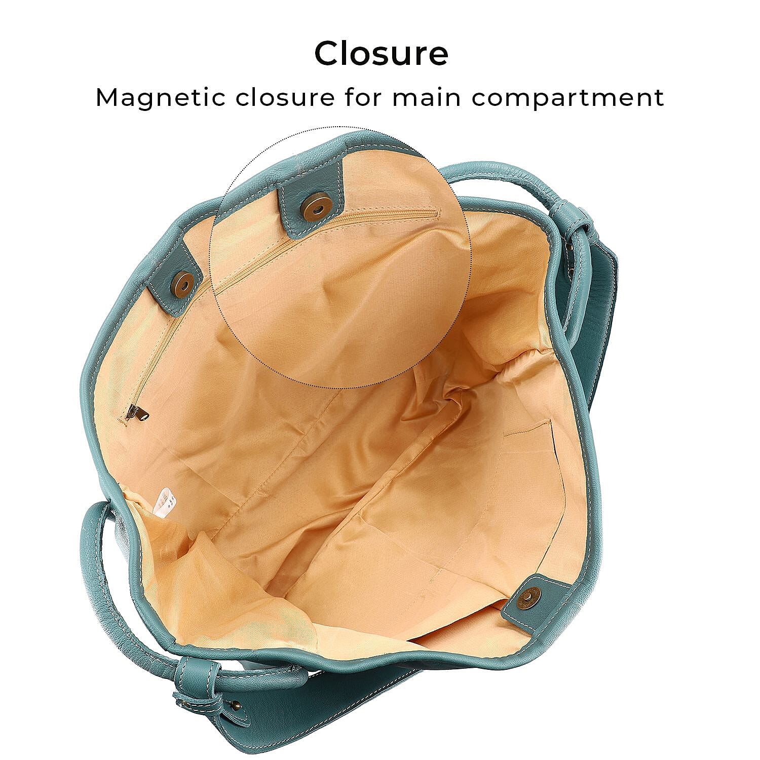 Leather Patterned Shoulder Bag (Size 36x17x30 cm) - Turquoise & Black