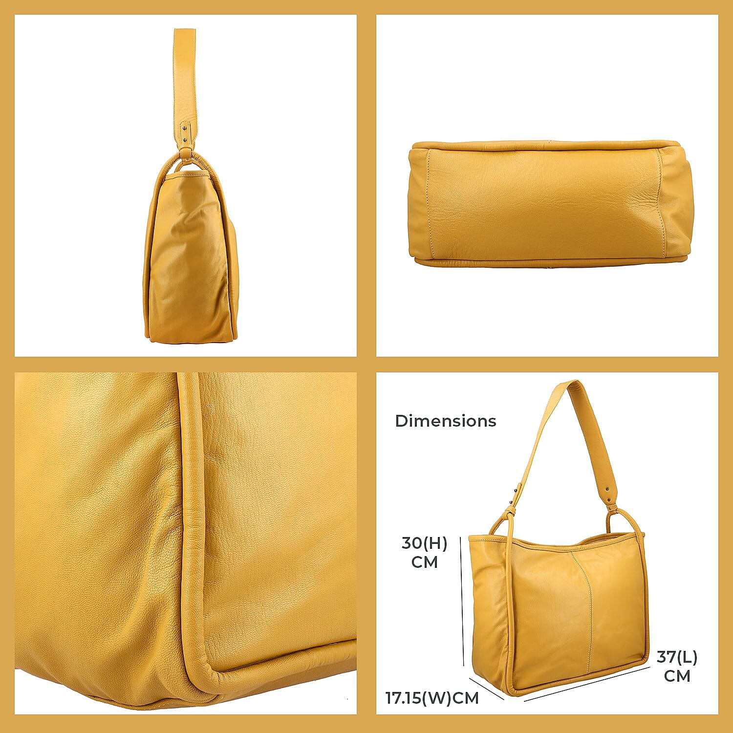 Leather Patterned Shoulder Bag (Size 36x17x30 cm) - Tan & Black