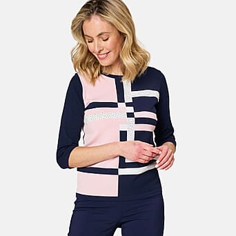 https://tjcuk.sirv.com/Products/77/4/7744399/Emreco-Colour-Block-Jumper-Size-L-Pink-Navy_7744399_2.jpg?w=342&h=342