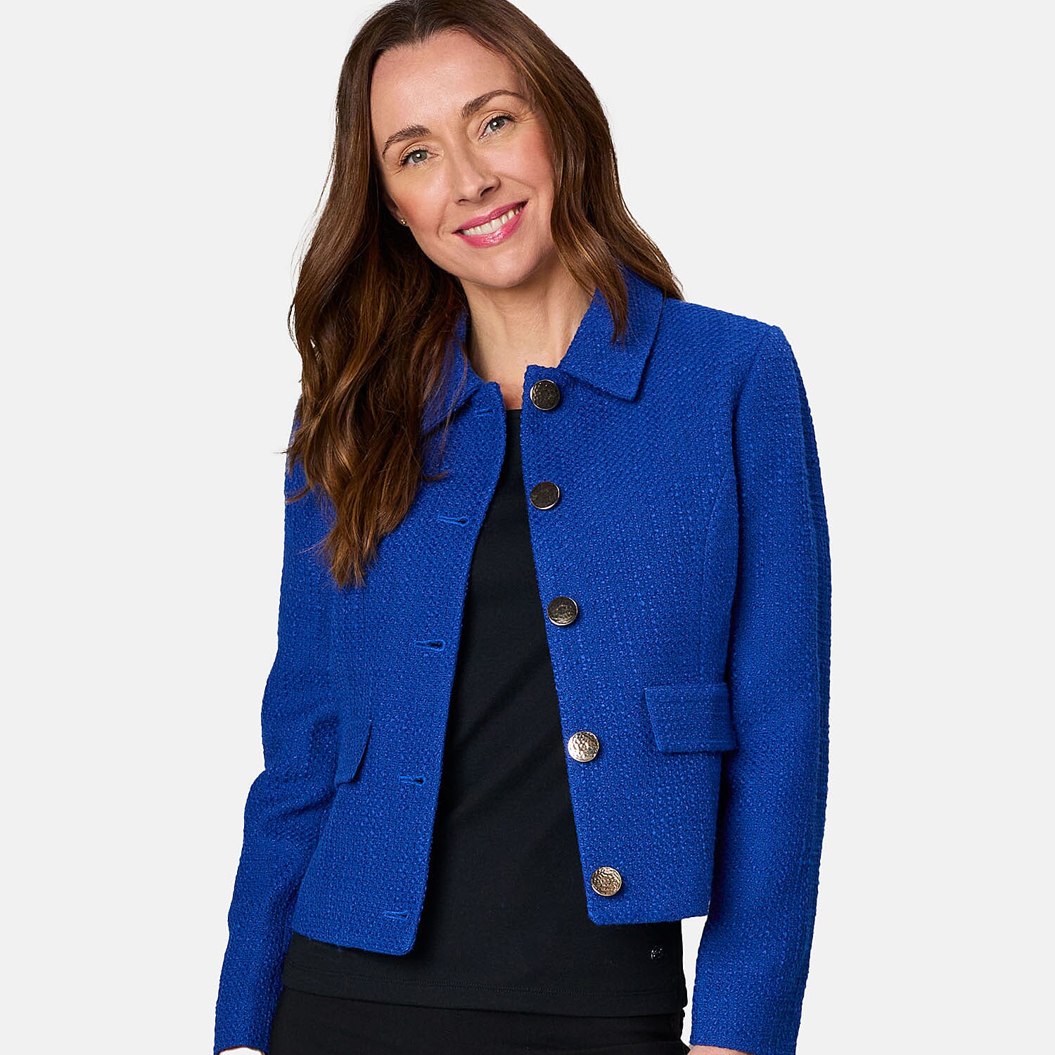 Emreco Classic Collar Cropped Boucle Jacket - Cream