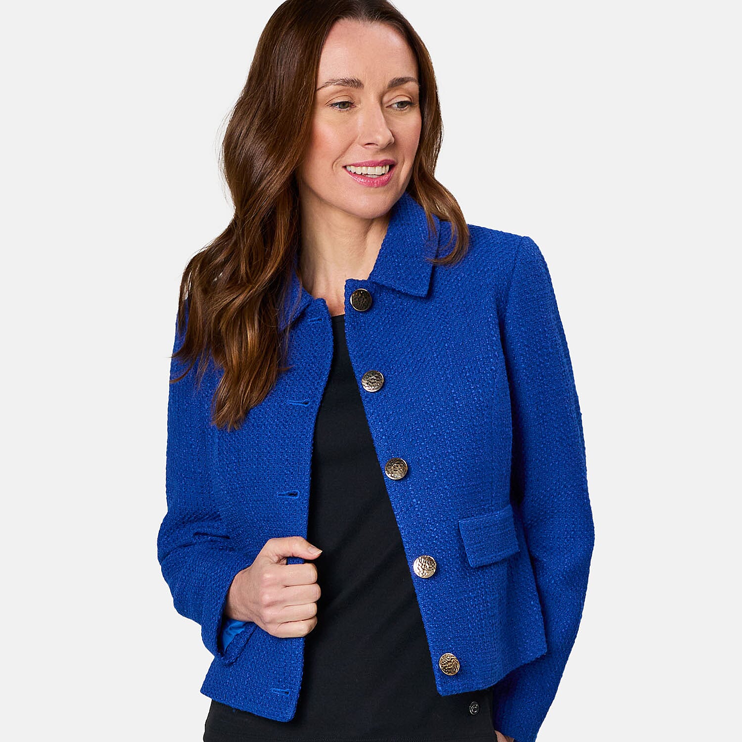 Emreco Classic Collar Cropped Boucle Jacket - Cream