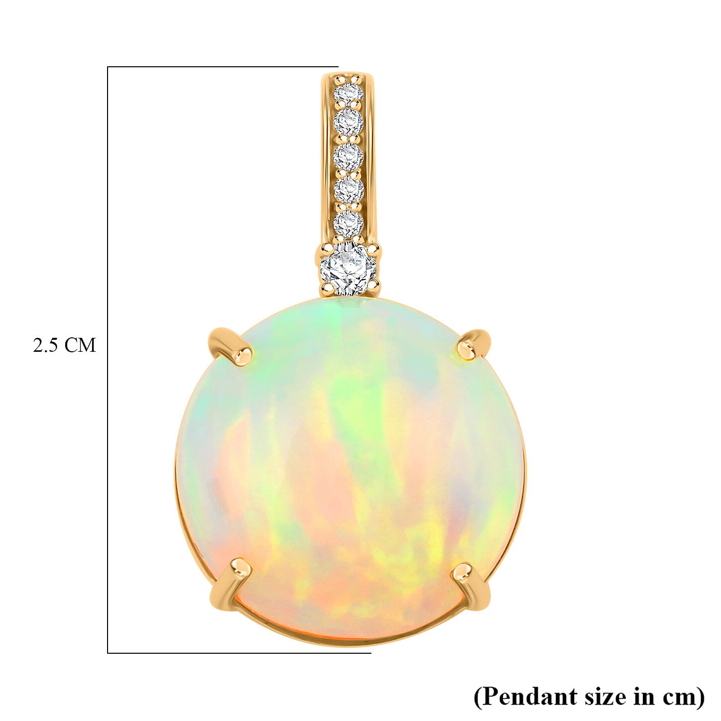 Luxoro 14K Yellow Gold AGI Certified AAA Ethiopian Opal & (I2-G-H) White Diamond Pendant 7.15 Ct.