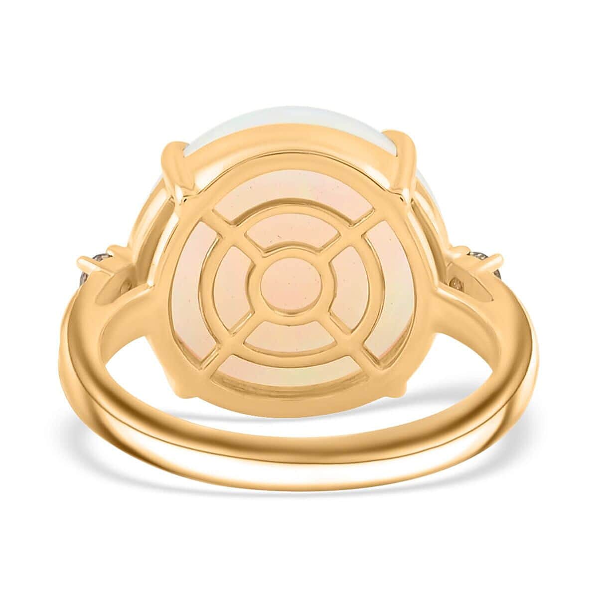 14K Yellow Gold  AAA   Ethiopian Opal ,  White Diamond  I2 Ring 7.25 ct,  Gold Wt. 3.8 Gms  7.250  Ct.