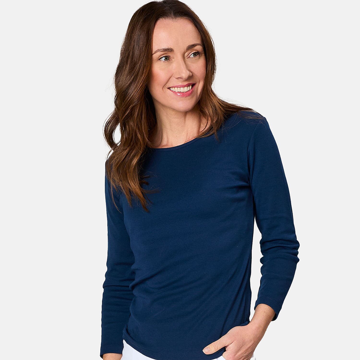 Emreco 3-4 Sleeve Crew Neck Top - Black