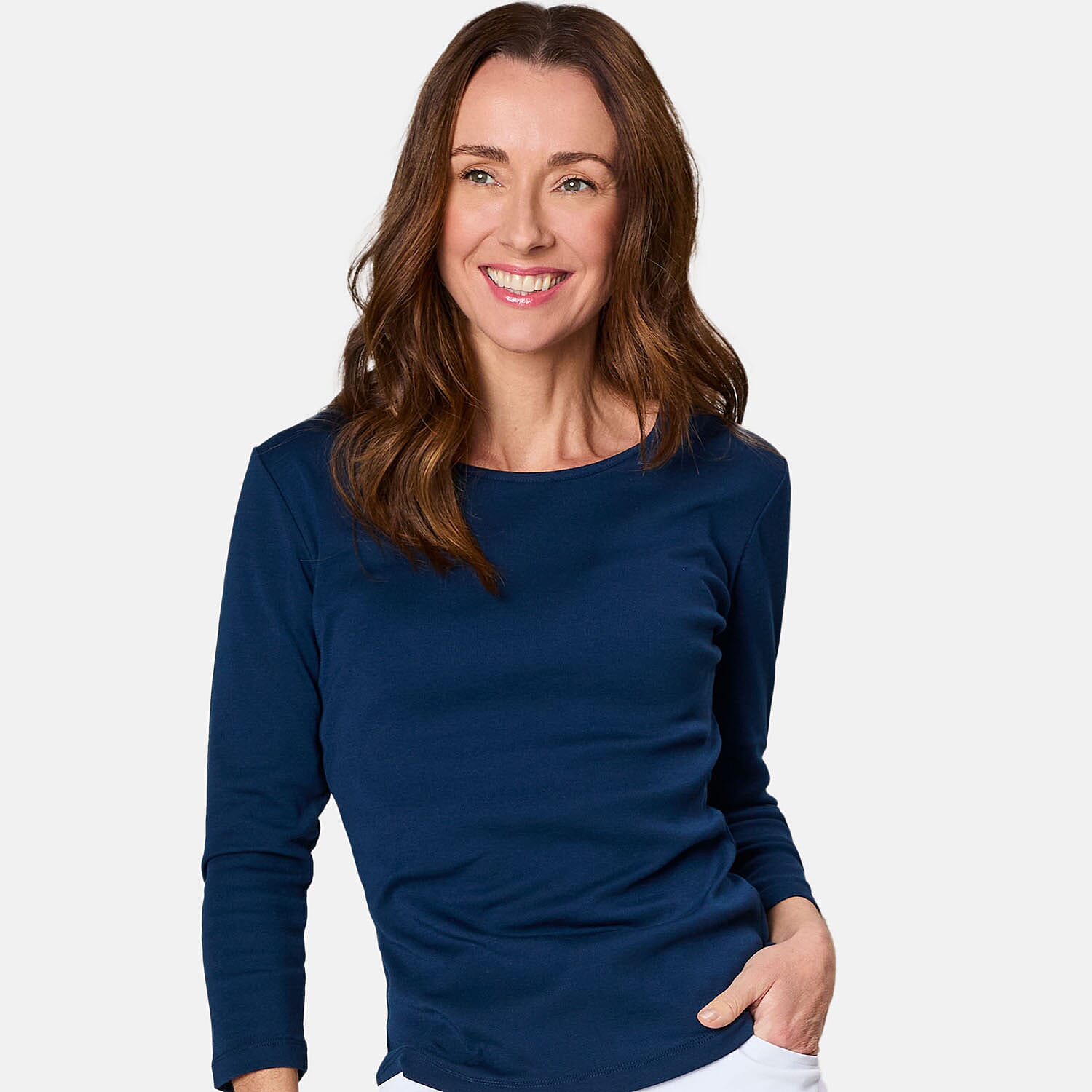 Emreco 3-4 Sleeve Crew Neck Top - Black