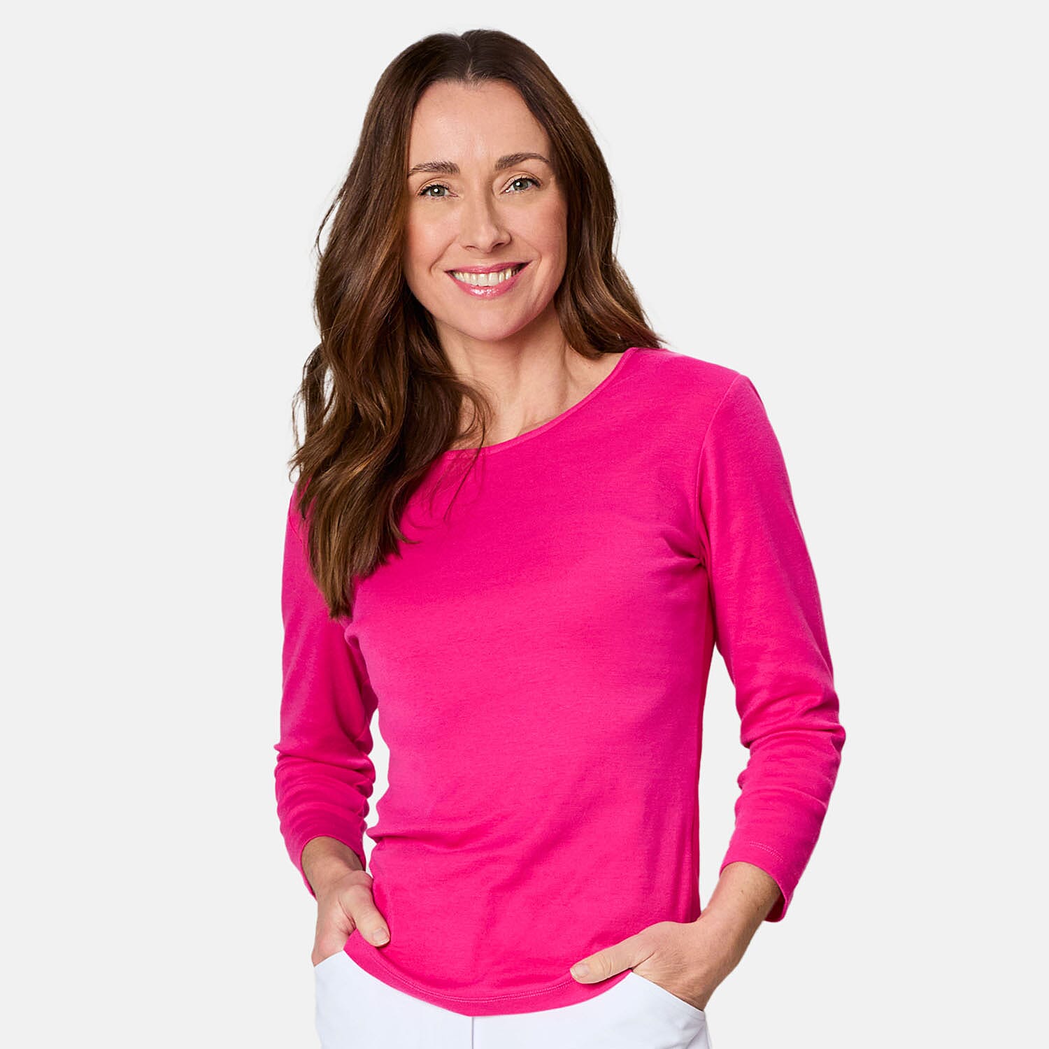 Emreco 3-4 Sleeve Crew Neck Top - Black