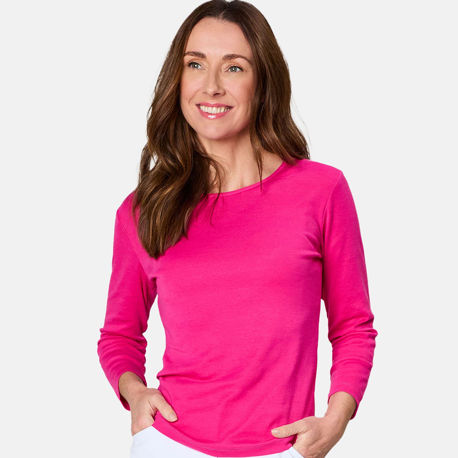 Emreco 3-4 Sleeve Crew Neck Top - Black