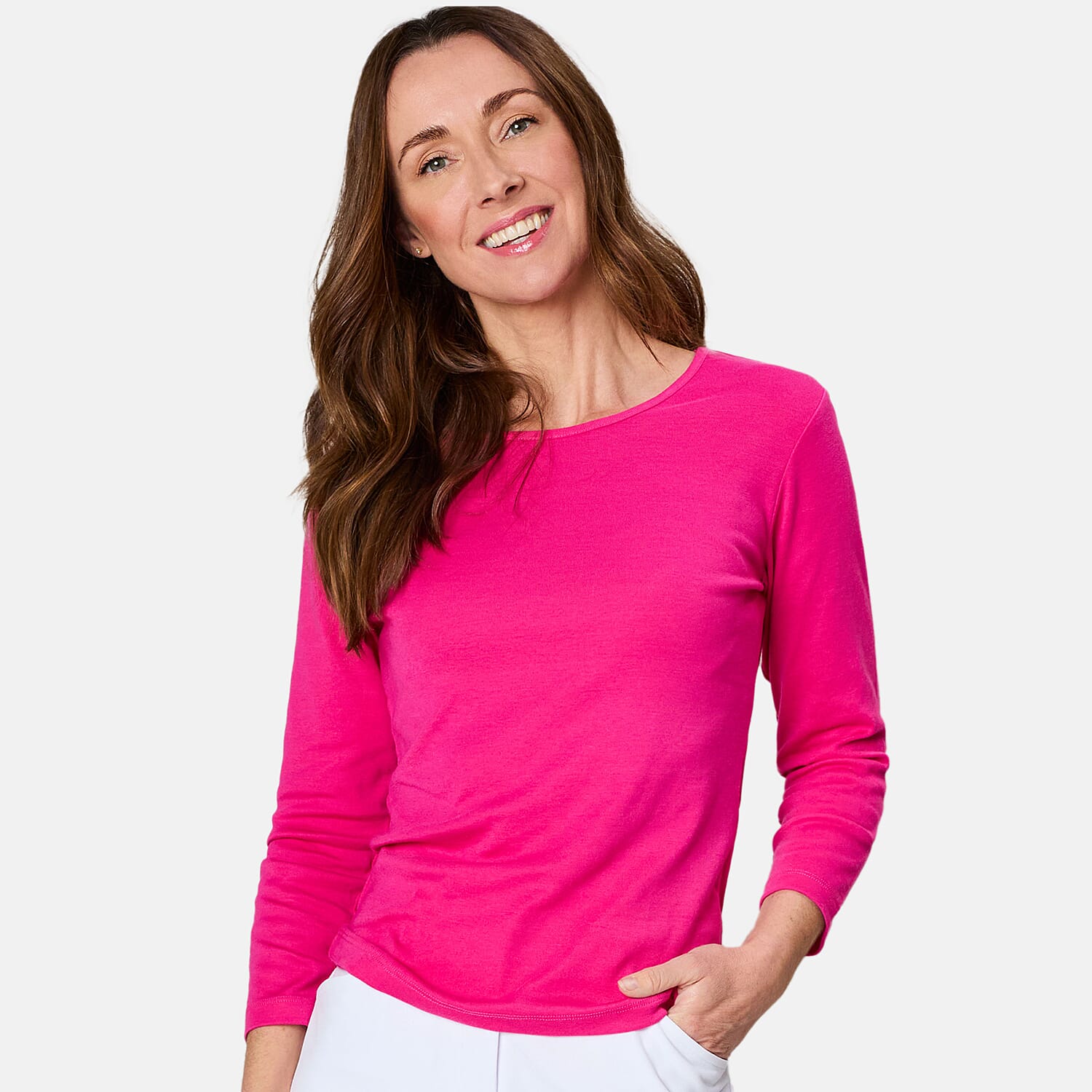 Emreco 3-4 Sleeve Crew Neck Top - Black