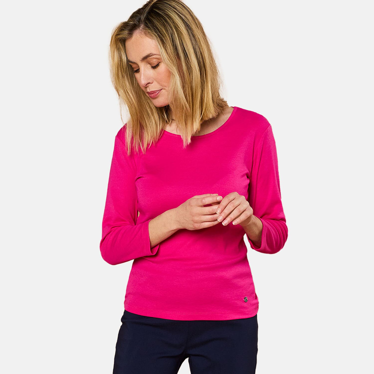 Emreco 3-4 Sleeve Crew Neck Top - Black