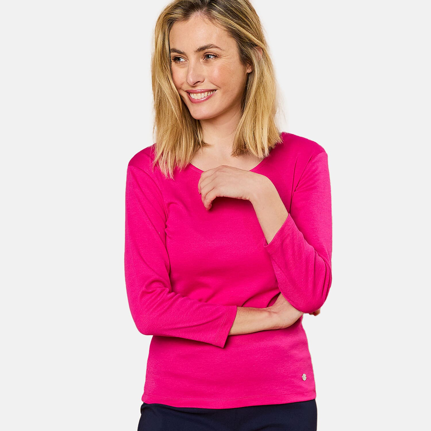 Emreco 3-4 Sleeve Crew Neck Top - Black