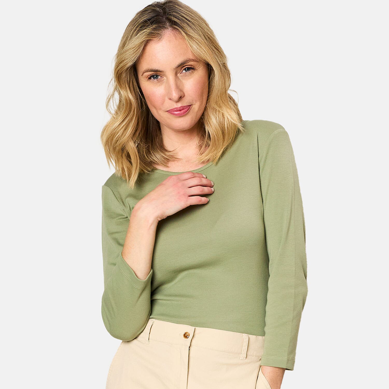 Emreco 3-4 Sleeve Crew Neck Top - Black