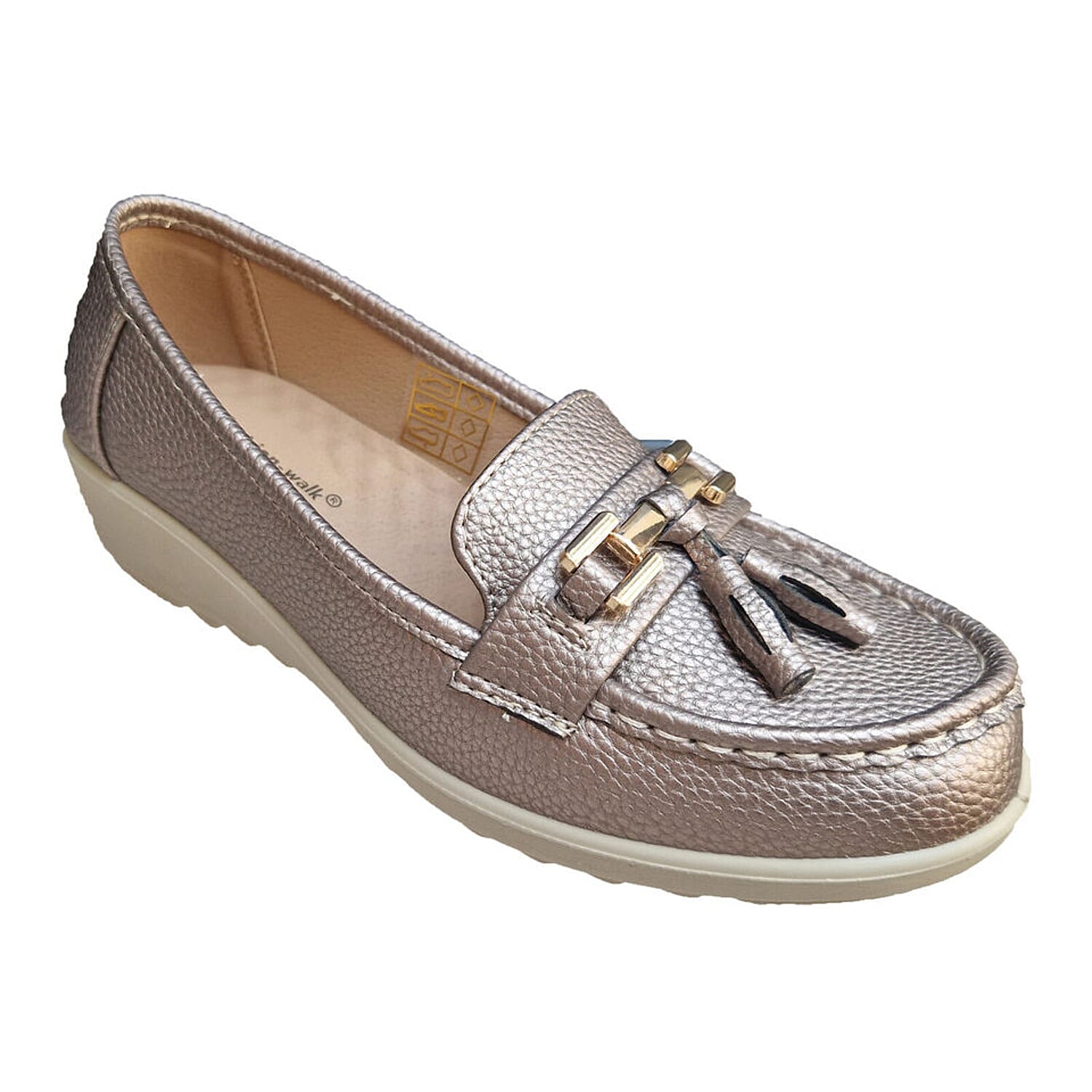 Cushion Walk Embellished Tassel Loafers - Comfort Fit (Size 4) - Pewter