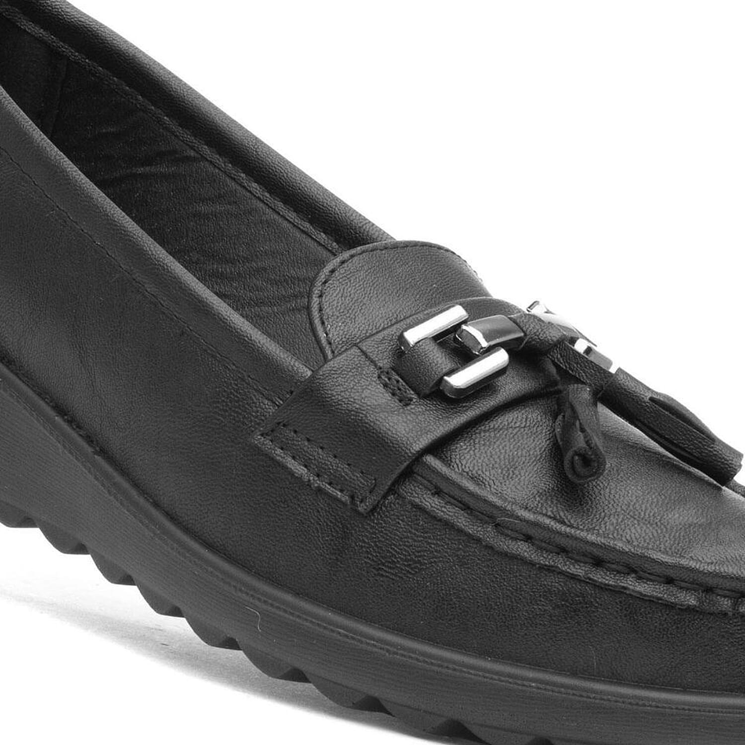 Cushion Walk Embellished Tassel Loafers - Comfort Fit (Size 3) - Black