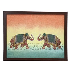 Made from Genuine Gemstone Hand Made Wall Art (Size 25x33x1 cm) - Elephant