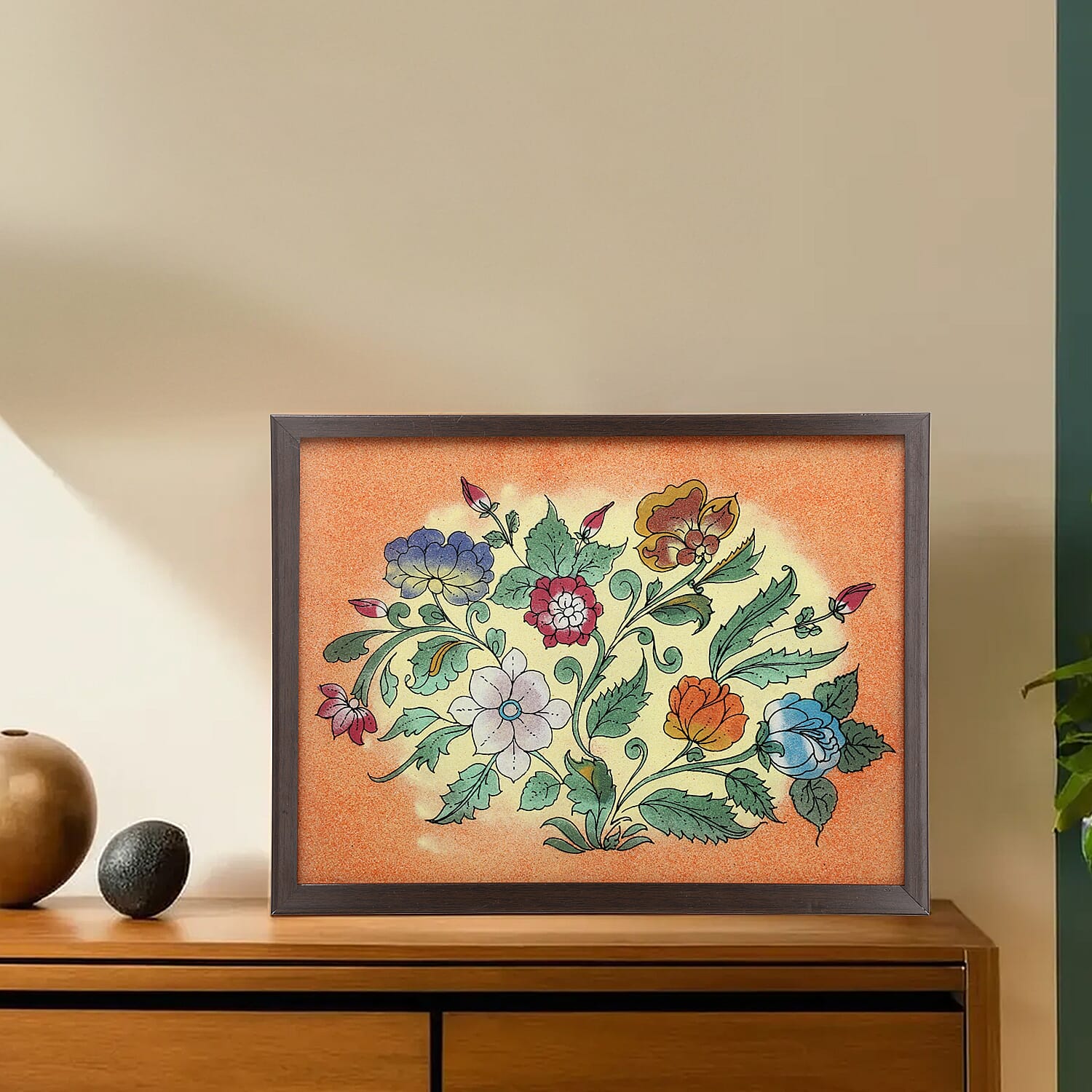 Made from Genuine Gemstone Hand Made Wall Art (Size 25x33x1 cm) - Flower