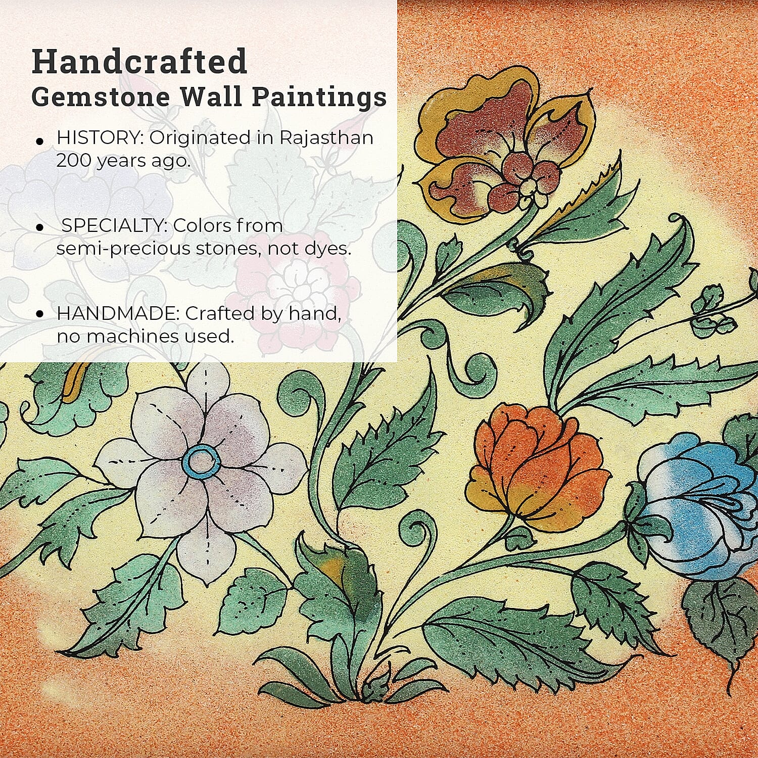 Made from Genuine Gemstone Hand Made Wall Art (Size 25x33x1 cm) - Flower