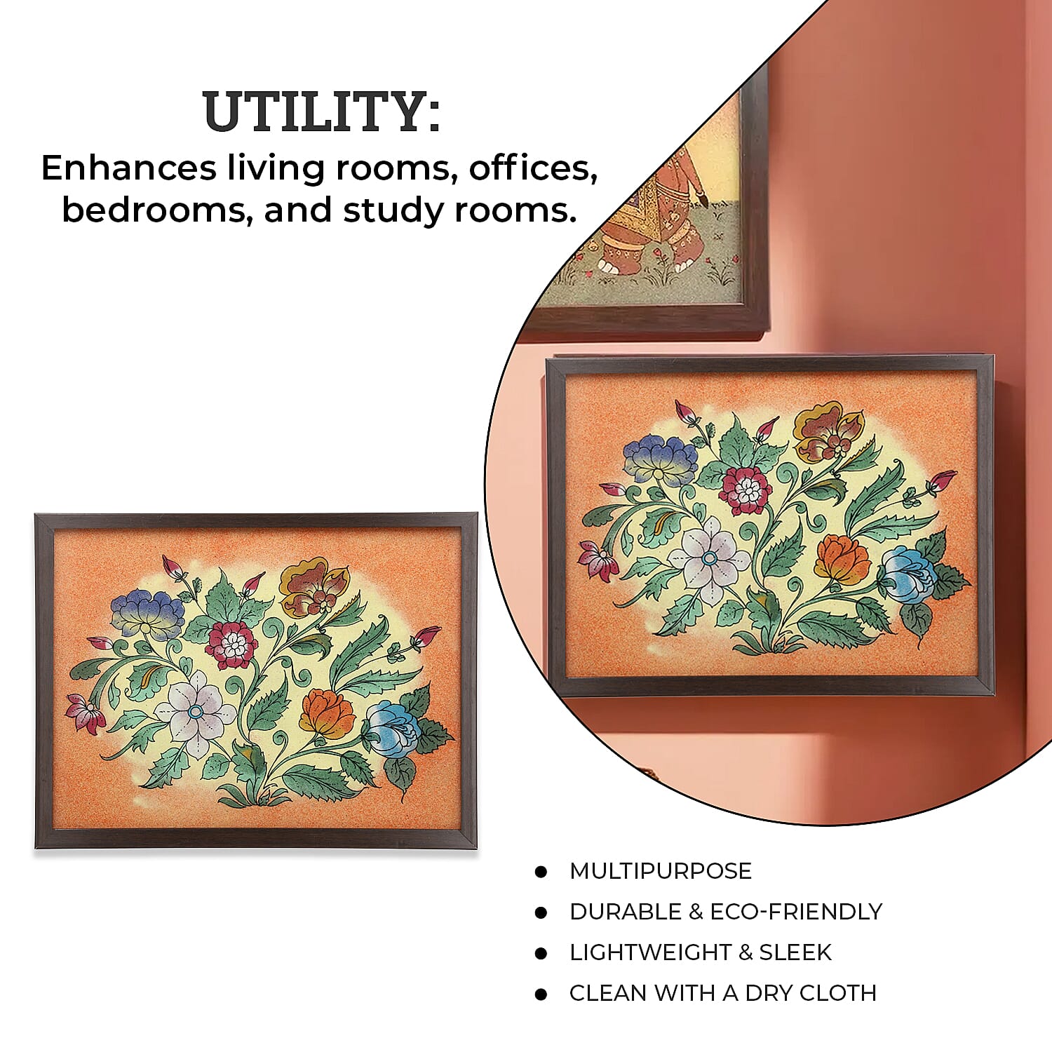 Made from Genuine Gemstone Hand Made Wall Art (Size 25x33x1 cm) - Flower