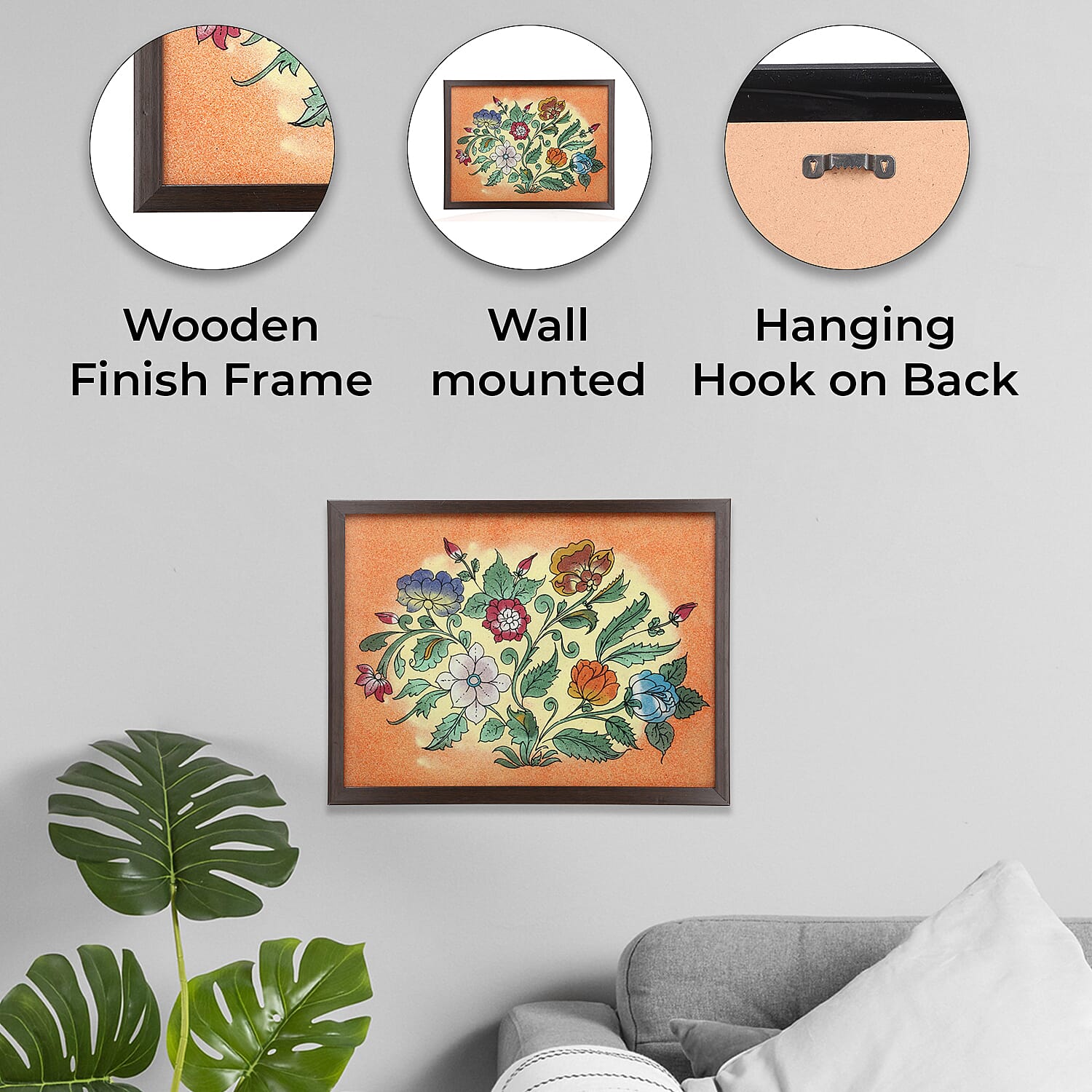 Made from Genuine Gemstone Hand Made Wall Art (Size 25x33x1 cm) - Flower