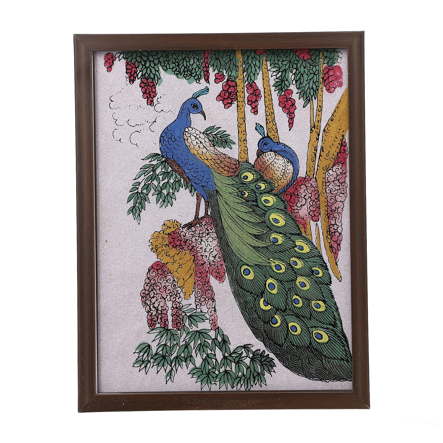 Made from Genuine Gemstone Hand Made Wall Art (Size 25x33x1 cm) - Peacock