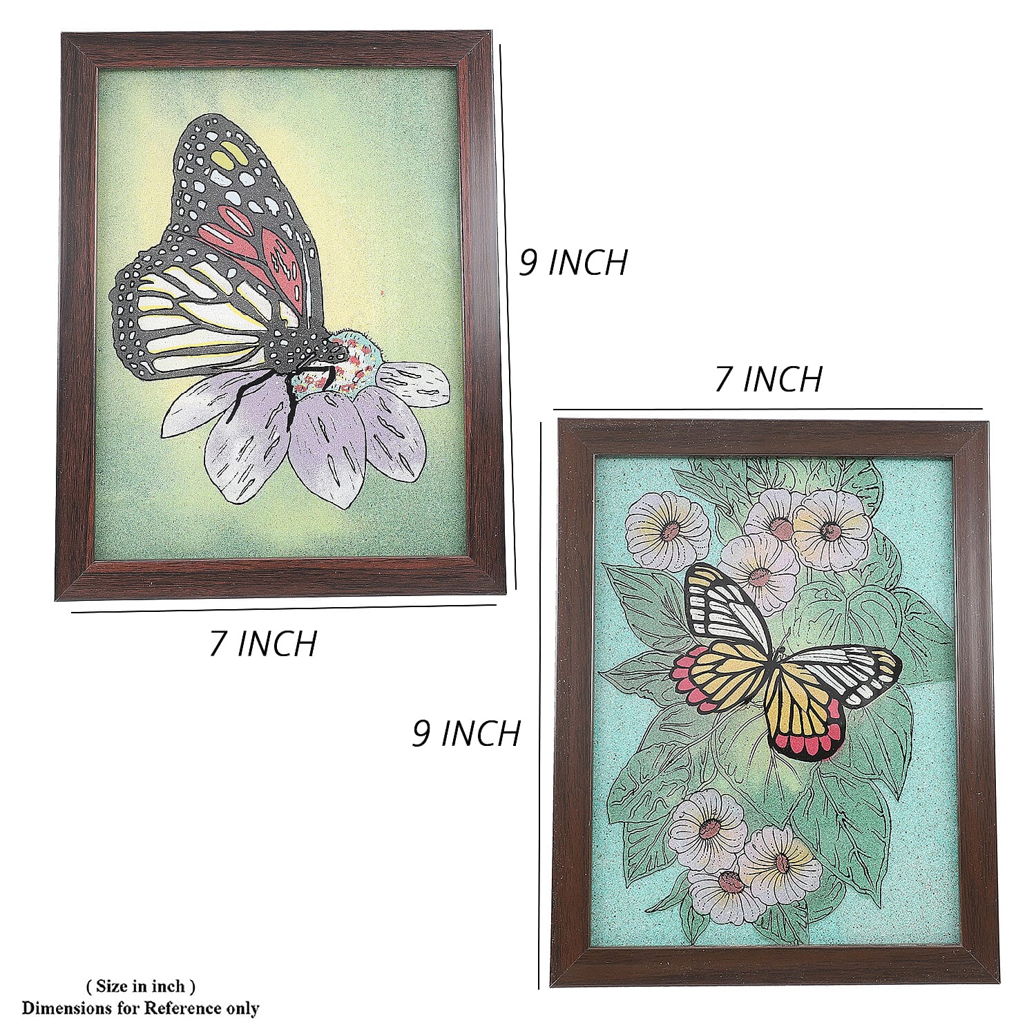 2 Pcs Set Made from Genuine Gemstone Hand Made Wall Art (Size 17x15x1 cm) - Butterly