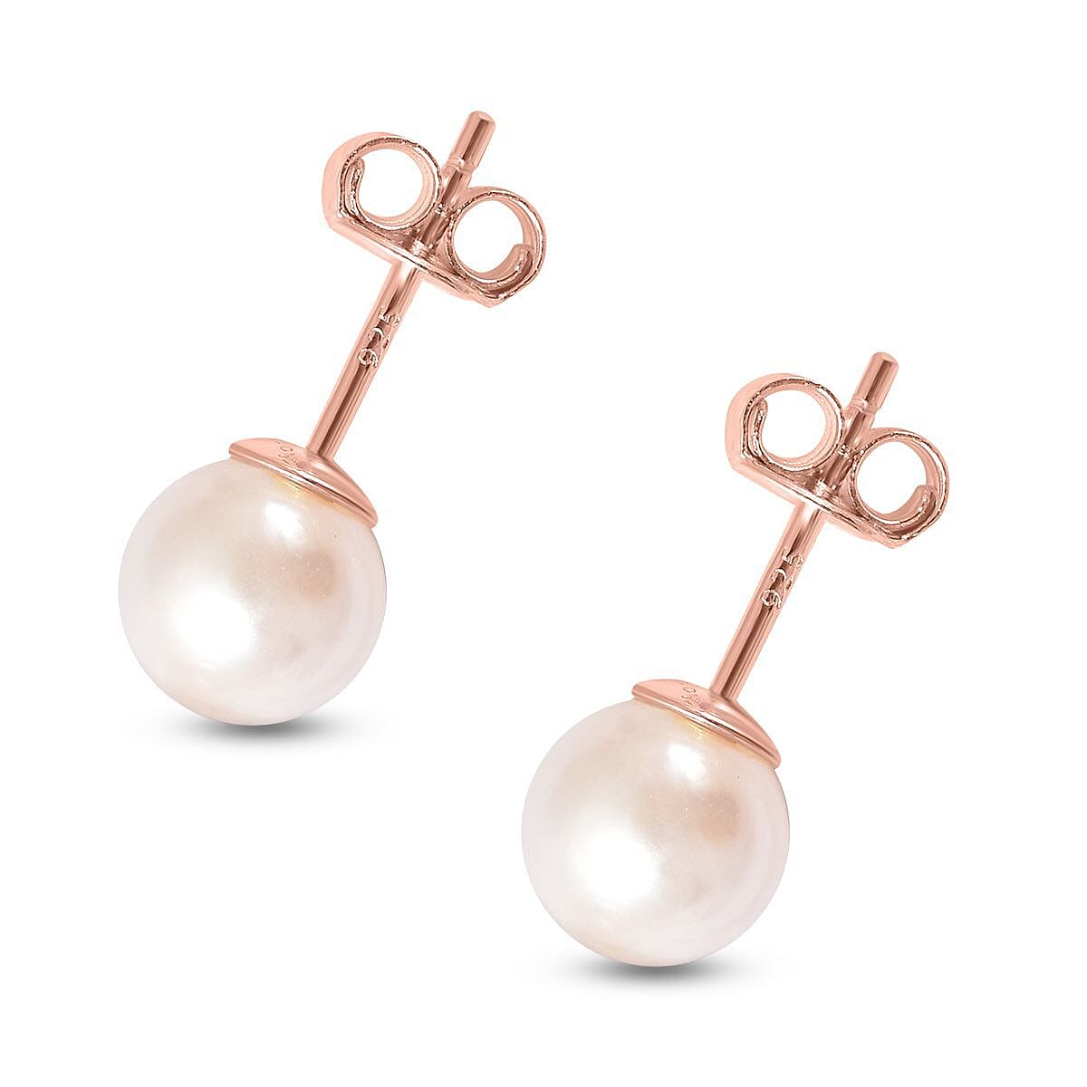 Japanese Akoya Pearl Stud Earrings in Rose Gold Overlay Sterling Silver