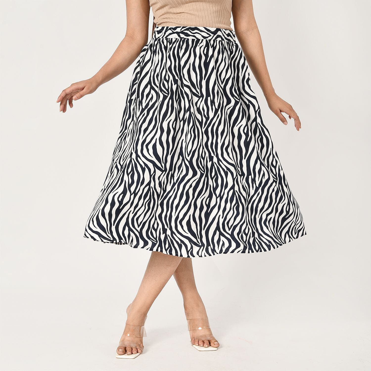 TAMSY Dot Printed Skirt with Elastic Waist