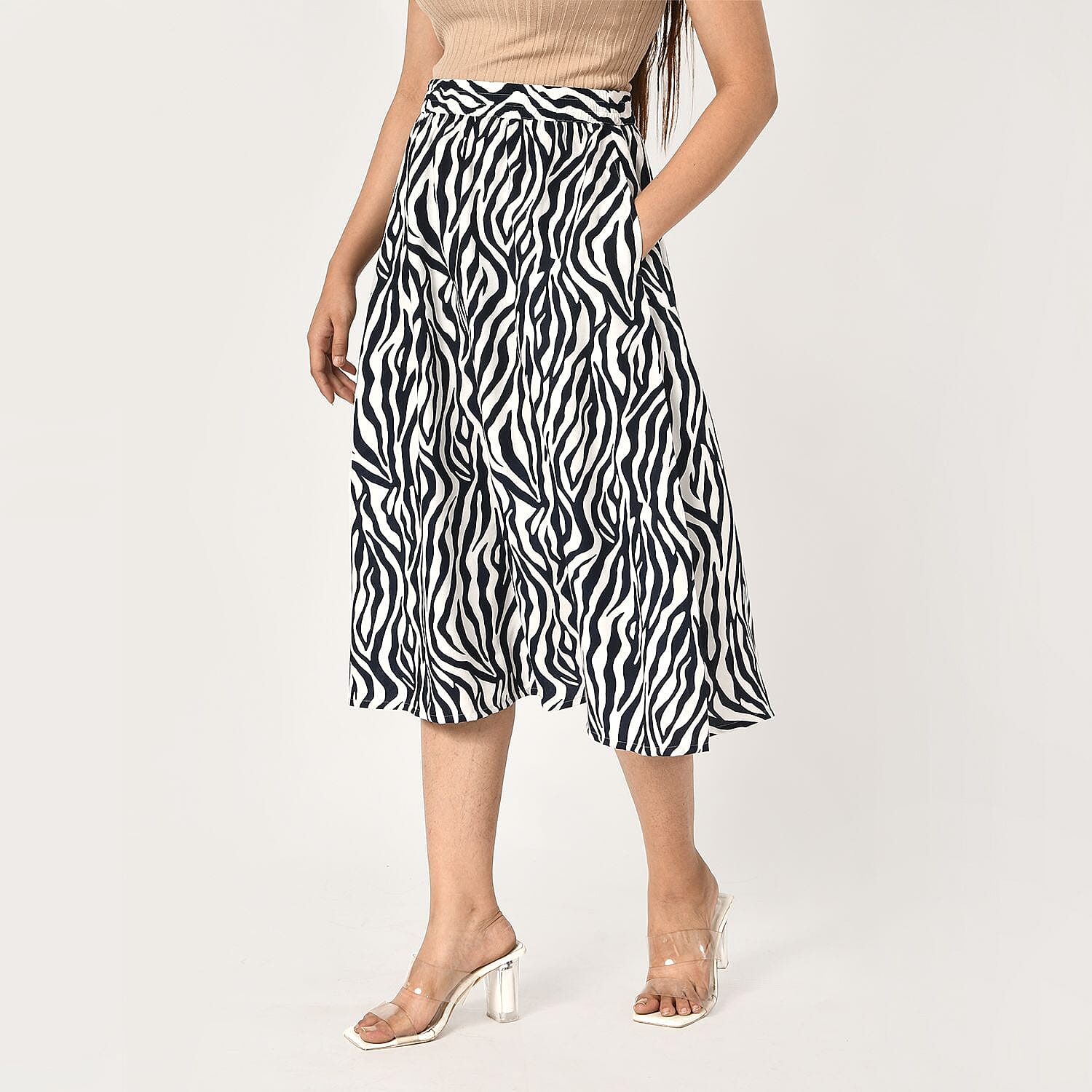 TAMSY Dot Printed Skirt with Elastic Waist