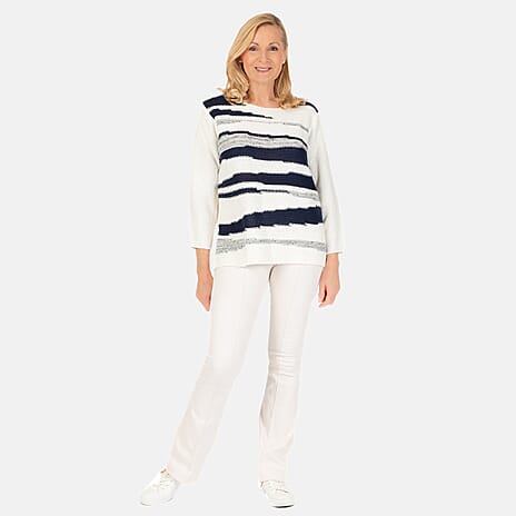 Emreco Long Sleeve Stripe Knit Jumper (Size M) - Ivory
