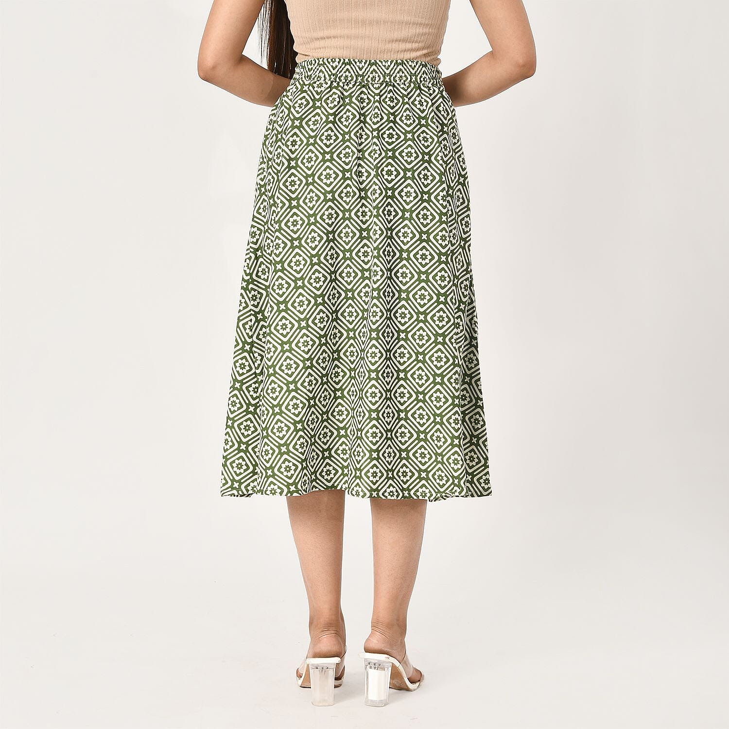 TAMSY Dot Printed Skirt with Elastic Waist