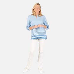 Emreco 3-4 Sleeve Spot Stripe Jumper - Blue