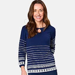 Emreco 3-4 Sleeve Spot Stripe Jumper - Blue