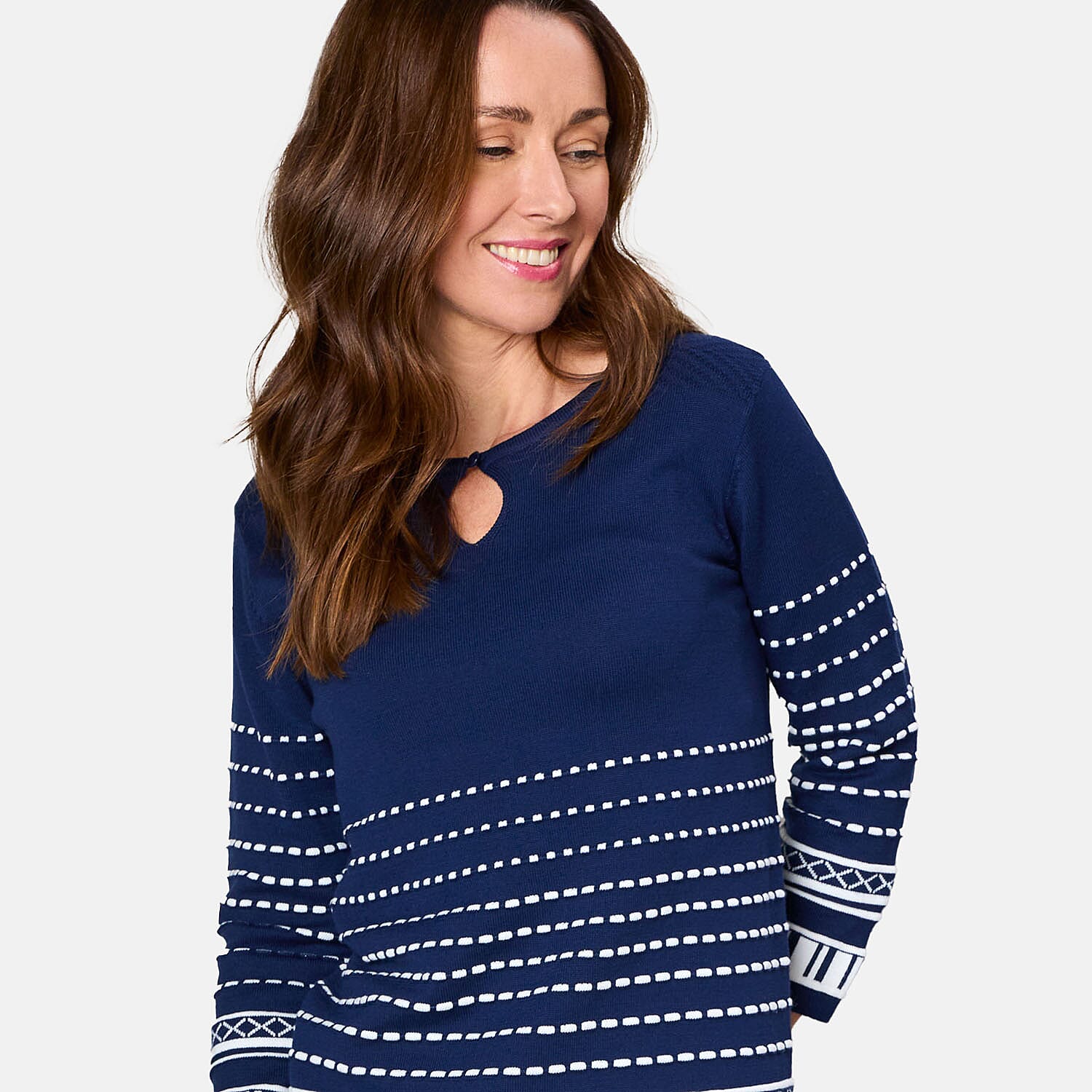 Emreco 3-4 Sleeve Spot Stripe Jumper - Blue