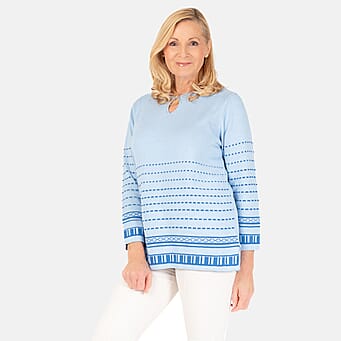 https://tjcuk.sirv.com/Products/77/4/7745001/Emreco-3-4-Sleeve-Spot-Stripe-Jumper-Size-XL-Blue_7745001_2.jpg?w=342&h=342