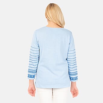 https://tjcuk.sirv.com/Products/77/4/7745001/Emreco-3-4-Sleeve-Spot-Stripe-Jumper-Size-XL-Blue_7745001_3.jpg?w=342&h=342