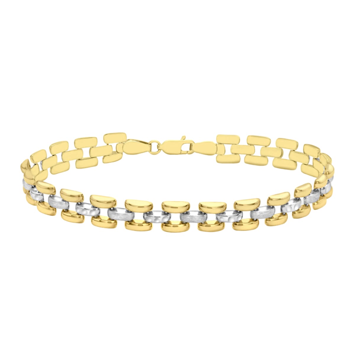 Mega Black Friday Doorbuster - Panther Link 9K Yellow & White Gold Bracelet (Size - 8), Gold Wt. 7.7 Gms