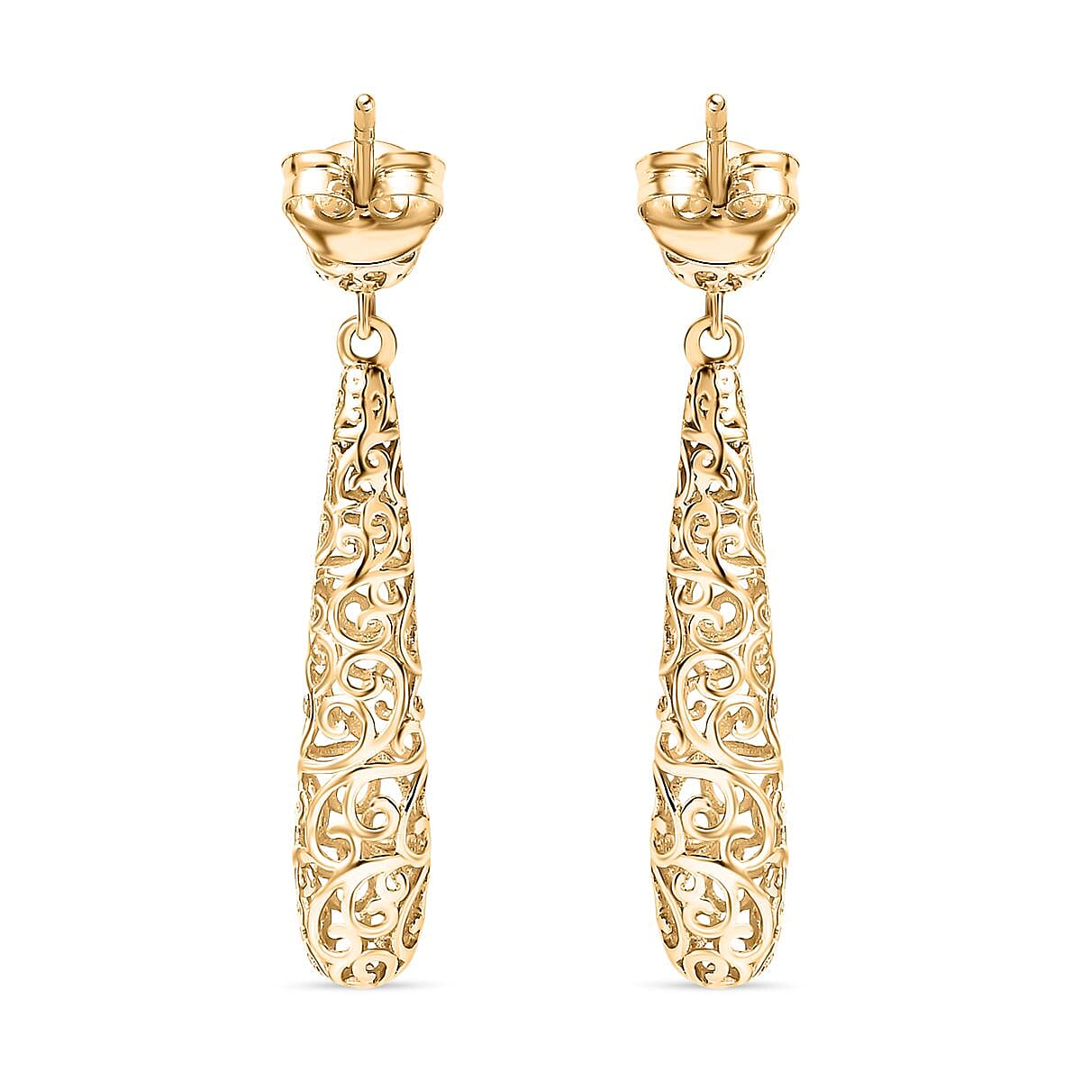 9K Yellow Gold Filigree Drop Earrings 2.64 Grams