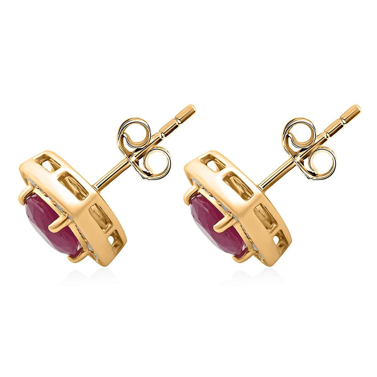 10K Yellow Gold  AAA   Mozambique Ruby ,  White Diamond  I2 Earring 2.15 ct,  Gold Wt. 2.83 Gms  2.150  Ct.
