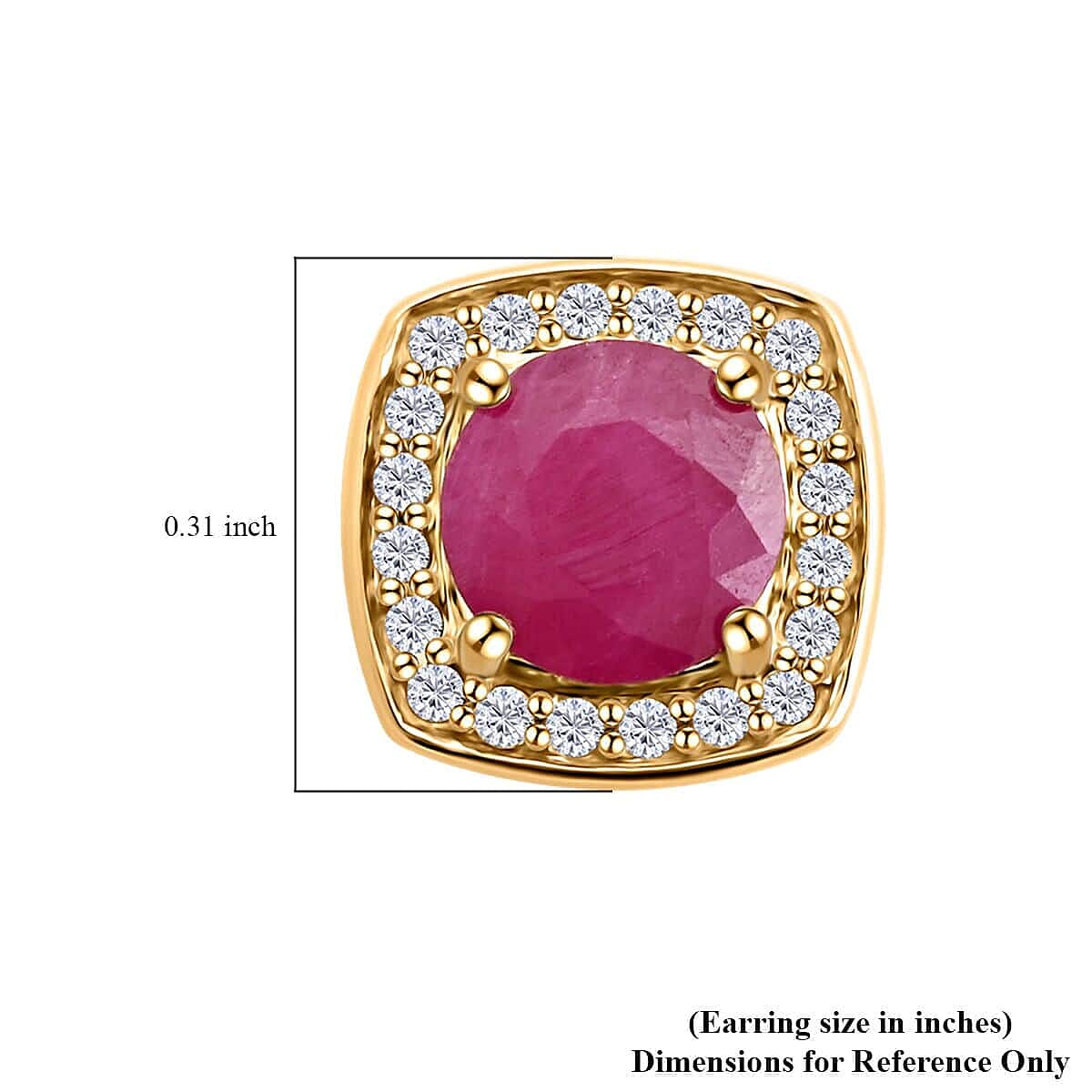 10K Yellow Gold  AAA   Mozambique Ruby ,  White Diamond  I2 Earring 2.15 ct,  Gold Wt. 2.83 Gms  2.150  Ct.