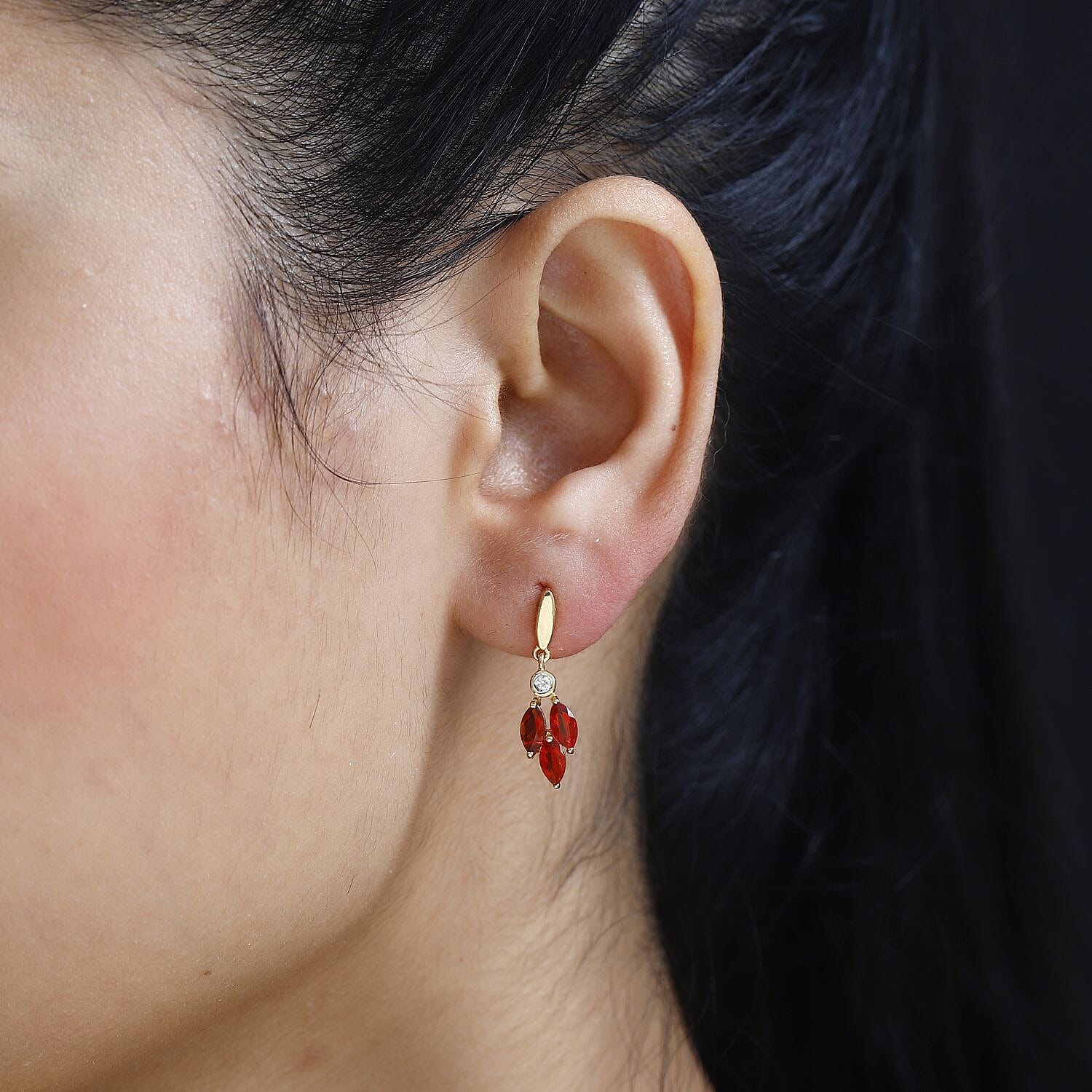 Salamanca Fire Opal & Natural Zircon Earrings in 18K Gold Vermeil Sterling Silver 1.10 Ct.