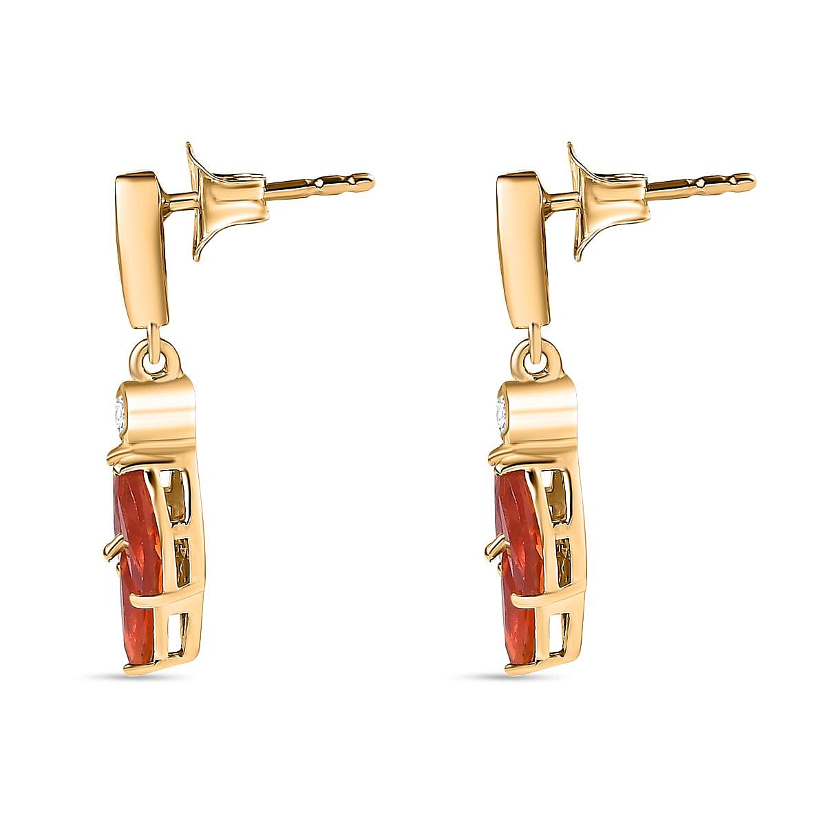 Salamanca Fire Opal & Natural Zircon Earrings in 18K Gold Vermeil Sterling Silver 1.10 Ct.