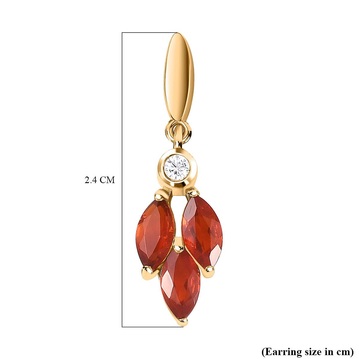 Salamanca Fire Opal & Natural Zircon Earrings in 18K Gold Vermeil Sterling Silver 1.10 Ct.