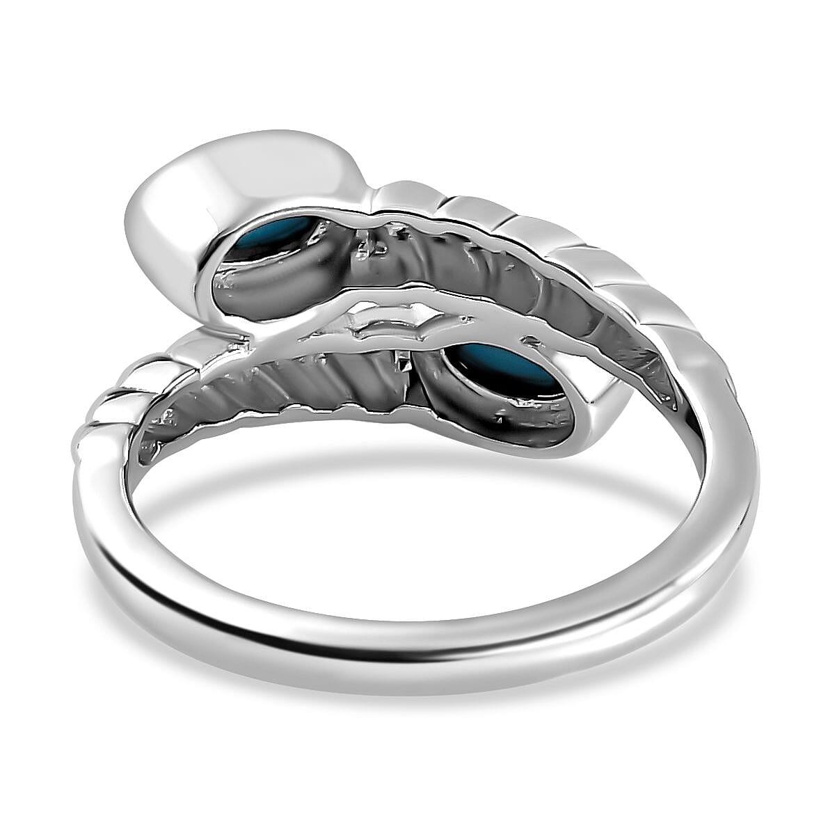 Arizona Sleeping Beauty Turquoise Bypass Ring in Platinum Overlay Sterling Silver