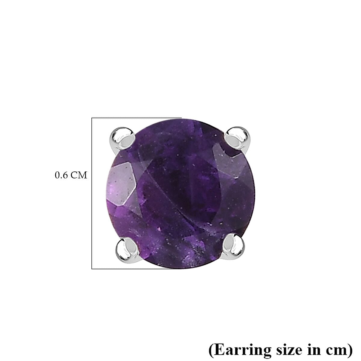 Amethyst Solitaire Stud Earrings in Platinum Overlay Sterling Silver