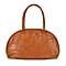 Leather Half-moon Shoulder Bag with Handle Drop - Tan