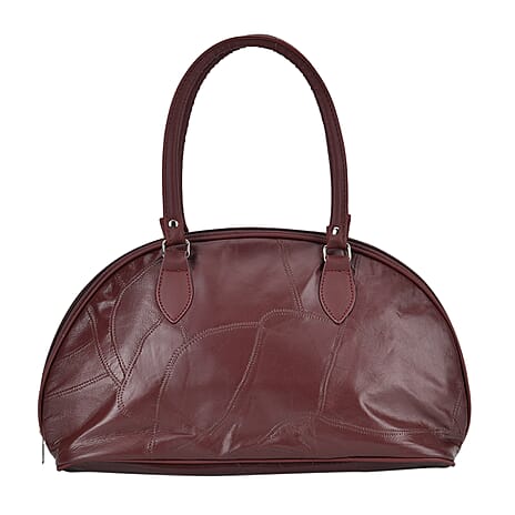 One Time Closeout - 100% Genuine Leather Solid Shoulder Bag (Size 38x27x10 cm) - Burgundy