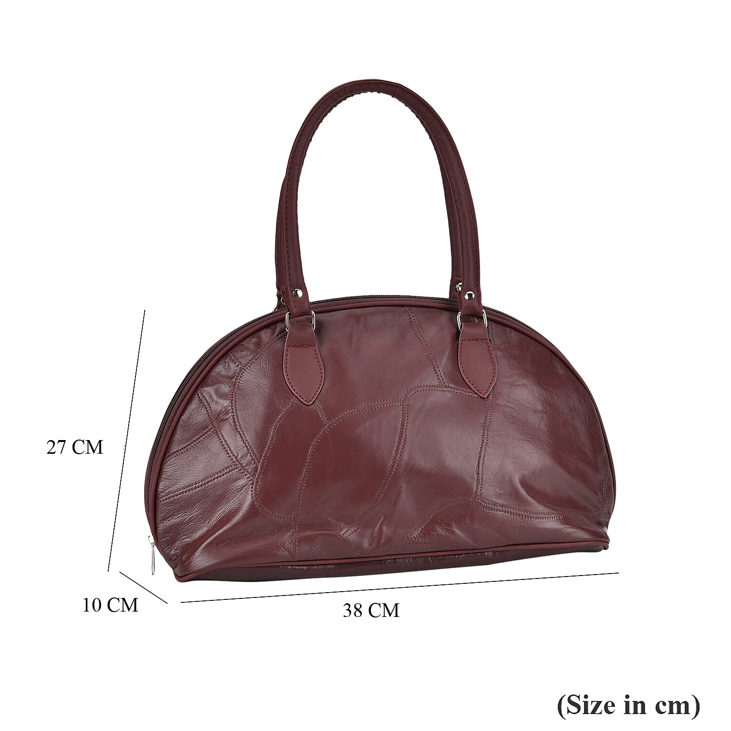 One Time Closeout - 100% Genuine Leather Solid Shoulder Bag (Size 38x27x10 cm) - Burgundy