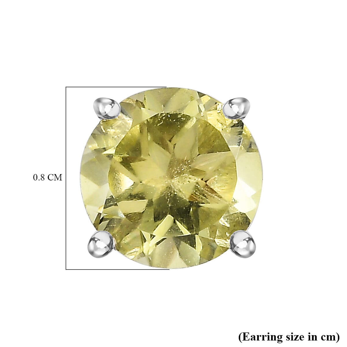 One Time Closeout - Green Gold Quartz Solitaire Earrings in Platinum Overlay Sterling Silver 3.60 Ct.