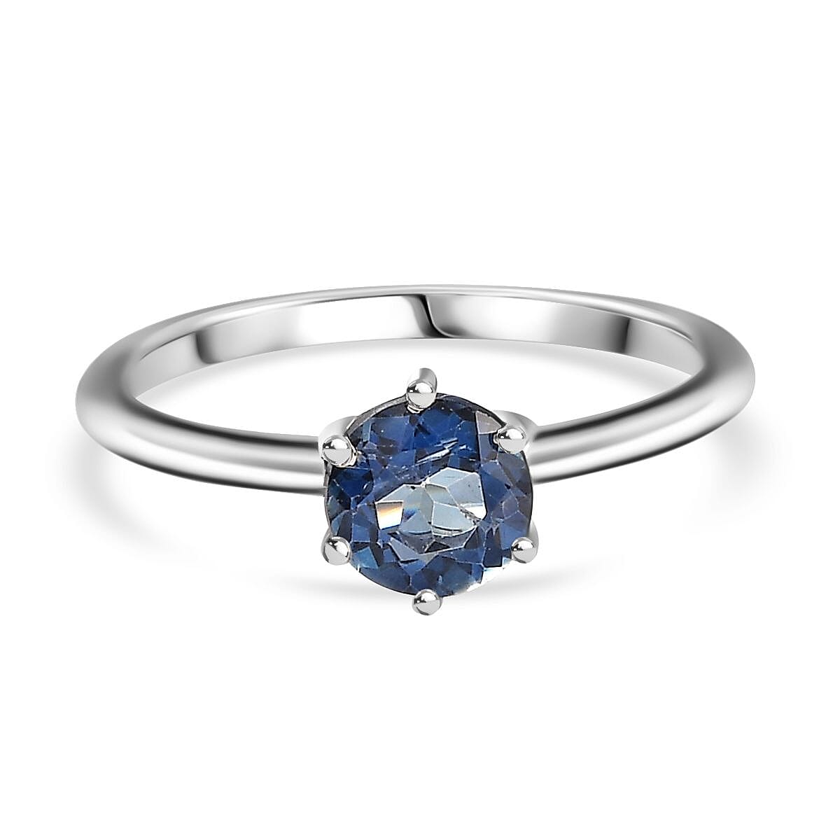 Mystic Topaz Solitaire Ring in Platinum Overlay Sterling Silver 1.06 Ct.