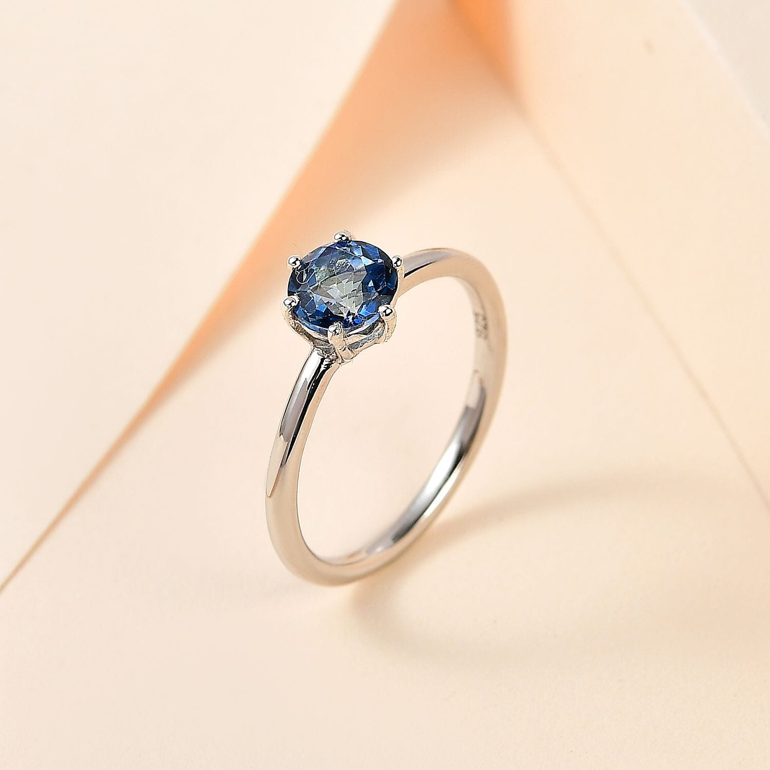 Mystic Topaz Solitaire Ring in Platinum Overlay Sterling Silver 1.06 Ct.